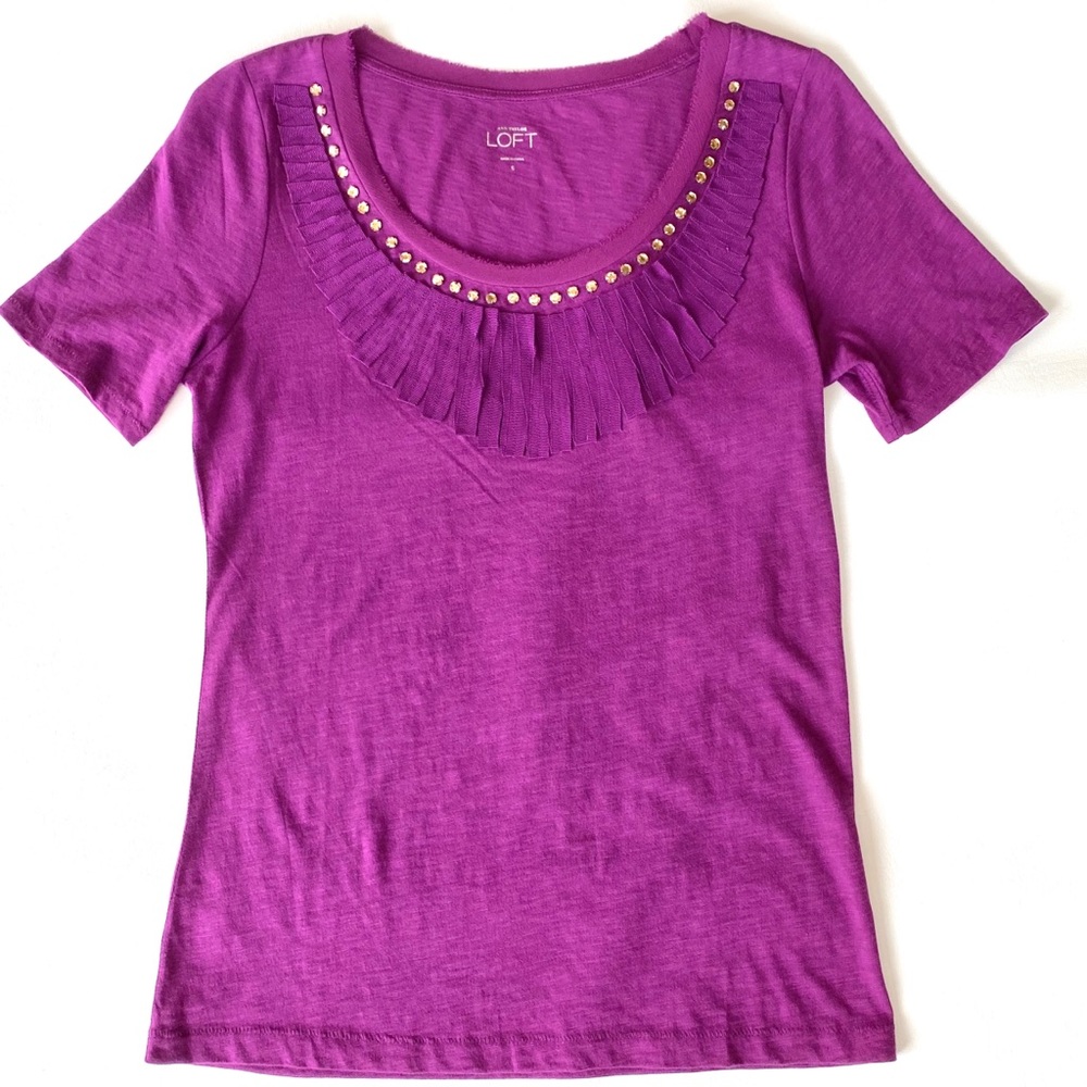 Loft |  Decorative T - Shirt | Sz : XS |  Magenta